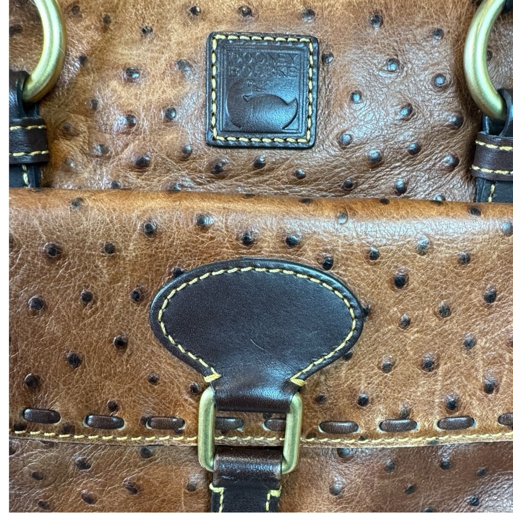 Dooney & Bourke Vintage Florentine Ostrich Medium Satchel in Cognac Brown w/ COA - Picture 7 of 13
